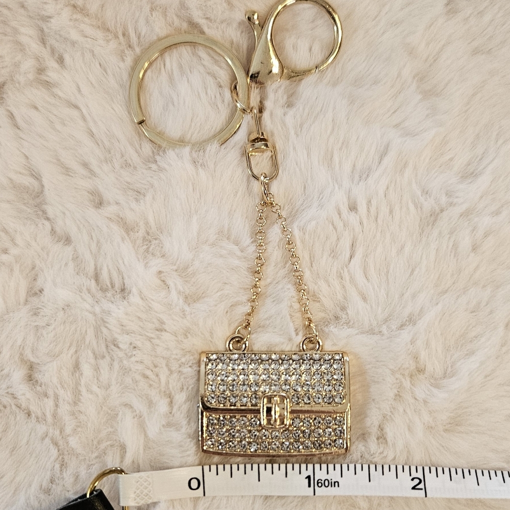 Clear Gold Bag Charm Keychain